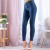 Granatowe jeansy z wysokim stanem - Spodnie
