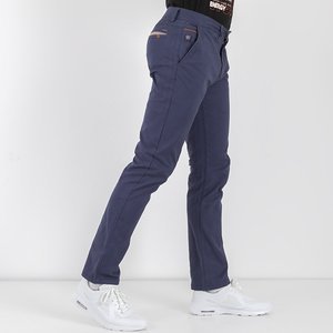 Granatowe męskie materiałowe spodnie - Spodnie
