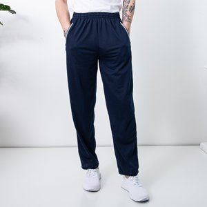 Granatowe męskie spodnie dresowe z kieszeniami - Odzież