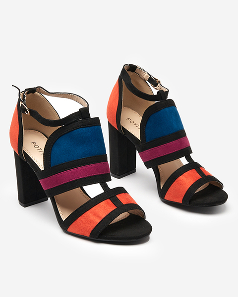 Kolorowe damskie sandały na słupku Buskiri- Obuwie