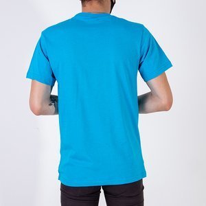 Niebieska bawełniana koszulka męska - Odzież