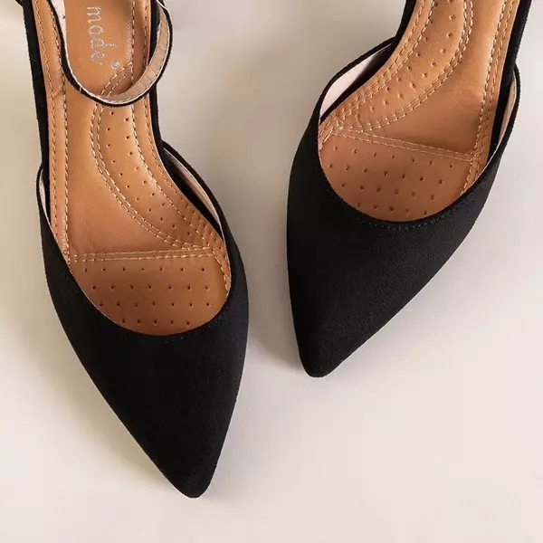 OUTLET Czarne damskie sandały na słupku Rumila - Obuwie