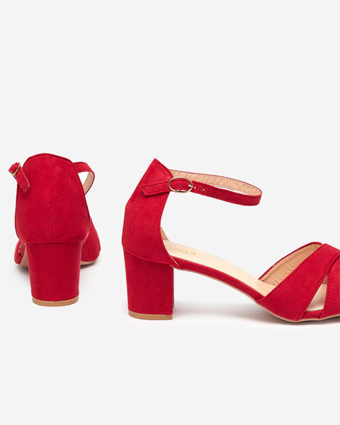 OUTLET Czerwone damskie sandały na słupku Nenki- Obuwie