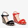 OUTLET Czerwone sandały na koturnie Porcissa - Obuwie