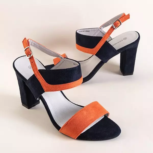 OUTLET Granatowo-pomarańczowe damskie sandały Tiffan - Obuwie