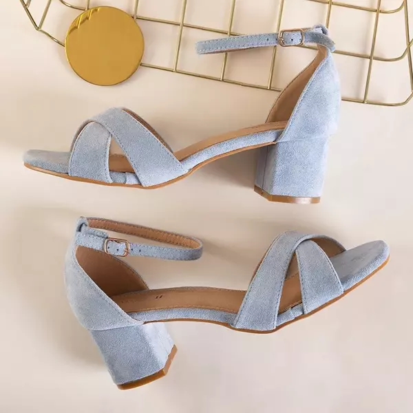 OUTLET Niebieskie damskie sandały na słupku Bune - Obuwie