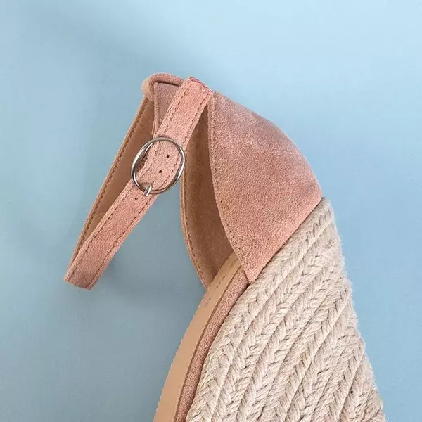 OUTLET Różowe damskie sandały na koturnie Meylasi - Obuwie