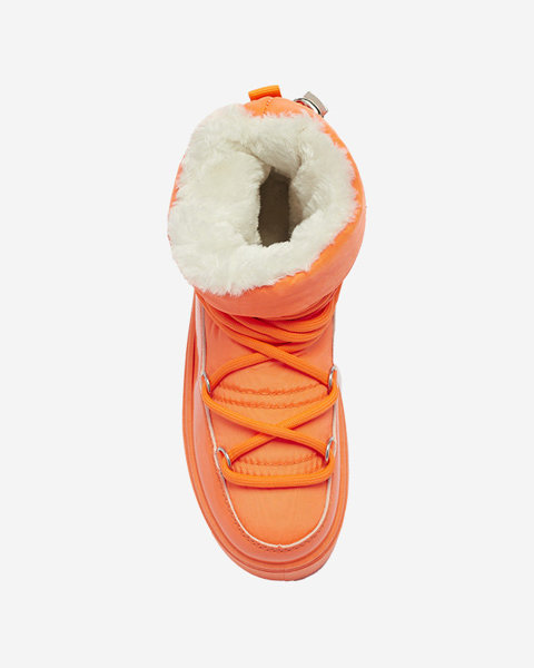 Royalfashion Neonowe pomarańczowe dziecięce wsuwane buty a'la śniegowce Asifa