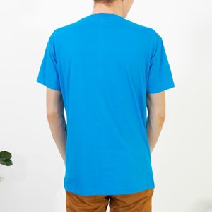 Royalfashion Niebieski bawełniany męski t-shirt z nadrukiem samochodu