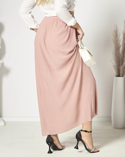 Royalfashion Różowa damska plisowana maxi spódnica z guzikami