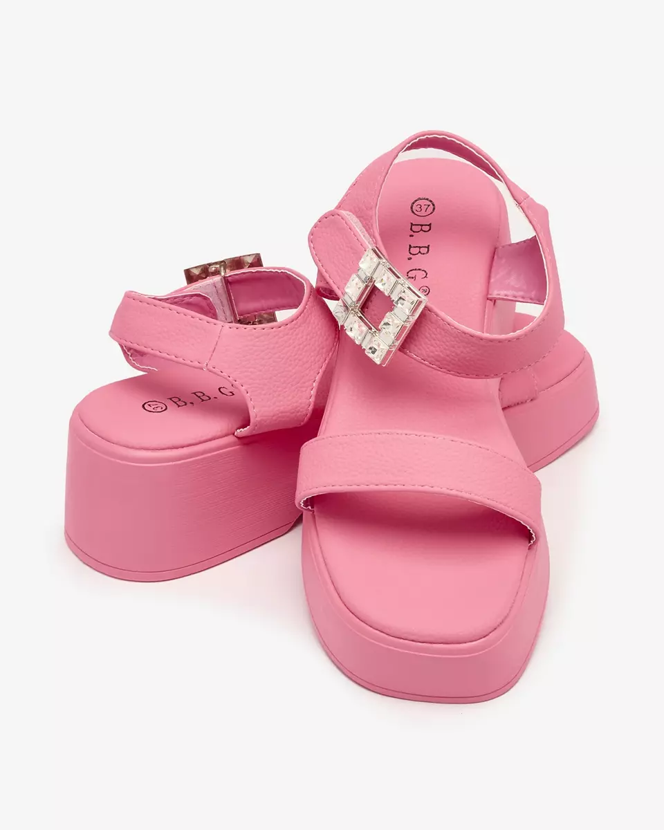 Royalfashion Różowe damskie zdobione sandały na masywnej podeszwie Lorexi