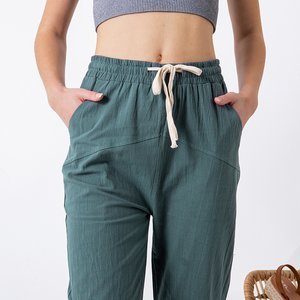 Royalfashion Szaro - zielone damskie bawełniane proste spodnie PLUS SIZE
