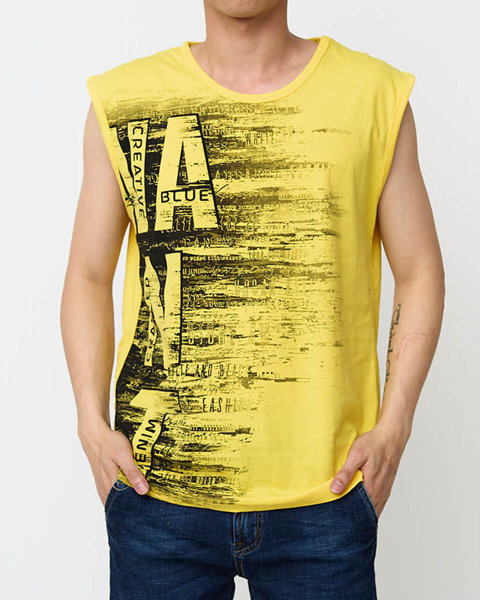 Royalfashion Żółty męski t-shirt bez rękawów z printem
