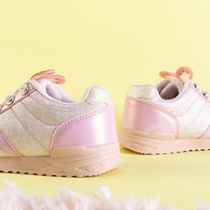 Różowe dziecięce sportowe buty z ozdobami Demiana - Obuwie