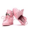 Różowe sneakersy na krytym koturnie Sinnea - Obuwie