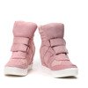 Różowe, zamszowe sneakersy na koturnie Adelaid - Obuwie
