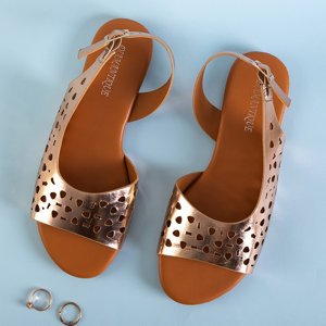 Różowo - złote ażurowe sandały damskie Gabinca - Obuwie