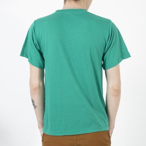 Turkusowy bawełniany t-shirt męski - Odzież