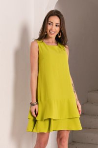 Zielona damska sukienka bez rękawów  - Odzież