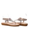 Złote sandały japonki z cyrkoniami- Obuwie