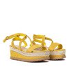 Żółte sandały na koturnie Azala - Obuwie
