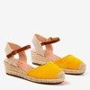 Żółte sandały na koturnie a'la espadryle Pylunia - Obuwie