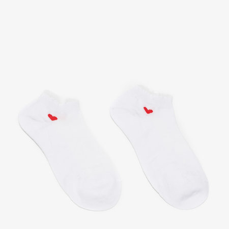 Білі жіночі шкарпетки з сердечком