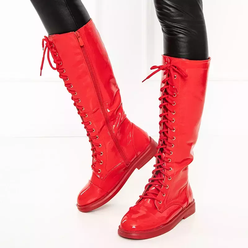 OUTLET Червоні шнурівкові чоботи Tristessa - Взуття