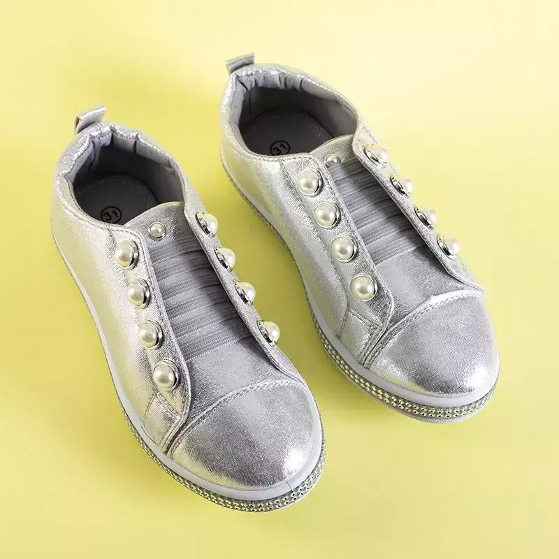 OUTLET Срібні дитячі сліпони з перлами Merina - Взуття