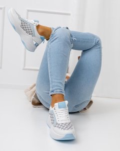 Білі жіночі кросівки з блакитними вставками Weniso