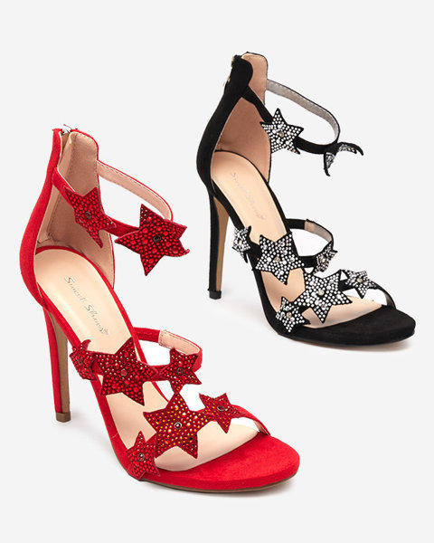 Червоні жіночі босоніжки на високому каблуці із зірочками Stareli - Взуття