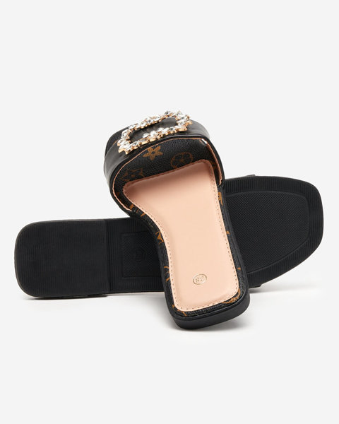 Чорні жіночі тапочки з орнаментом з фіанітів Nerilla - Взуття