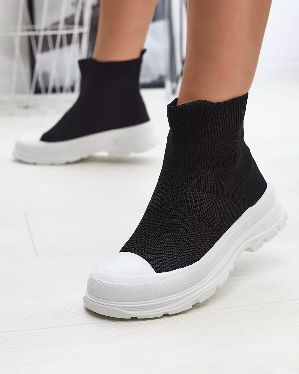 Чорні жіночі високі спортивні туфлі на шнурівці а-ля кеди Vertiks - Взуття