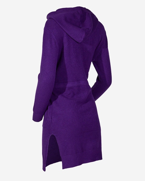 Фіолетовий жіночий светр-туніка з капюшоном