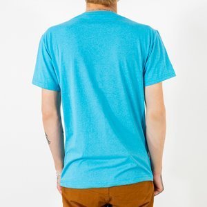 Яскраво-блакитна чоловіча бавовняна футболка з принтом