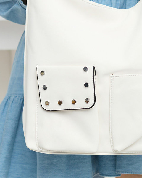 М'яка сумка-шоппер з матової екошкіри білого кольору - Аксесуари