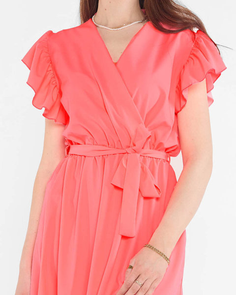 Неонова рожева сукня міні з зав'язками