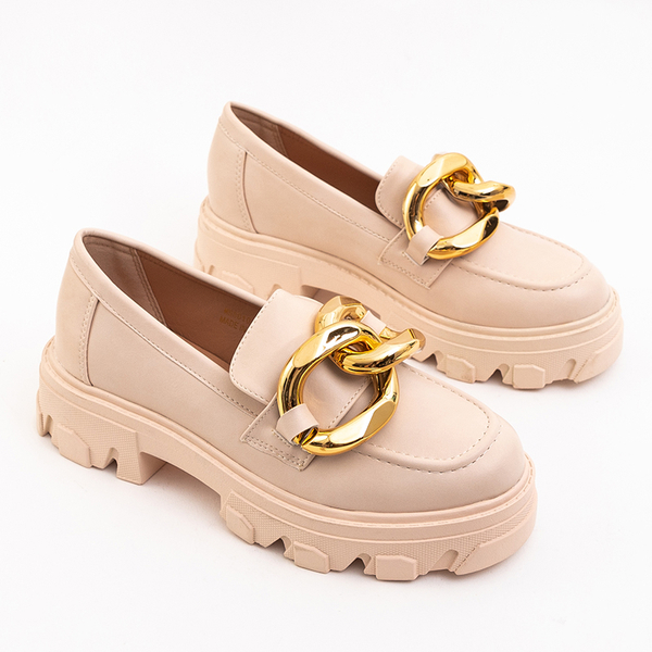 OUTLET Бежеві туфлі з золотим орнаментом Lygia - Взуття