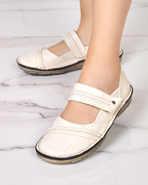 OUTLET Біле жіноче взуття на липучках Elgasi- Footwear