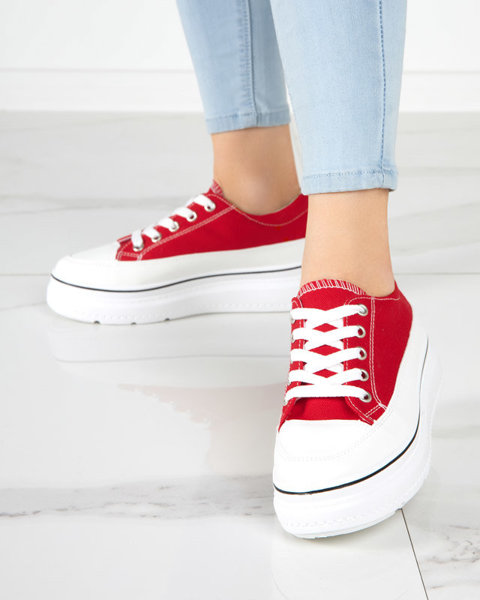 OUTLET Червоні жіночі кросівки на платформі Veritar - Взуття