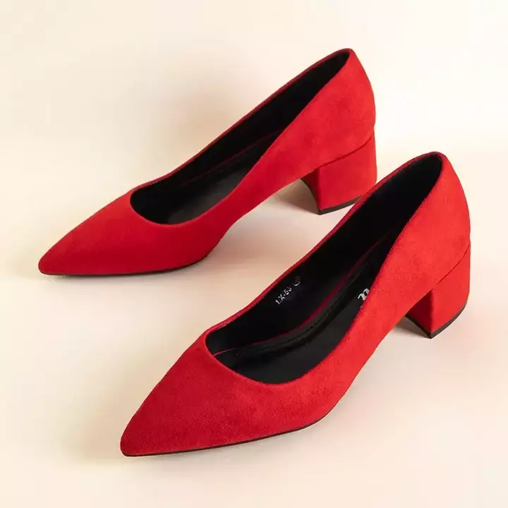 OUTLET Червоні жіночі туфлі на низькому каблуці Lavender - Туфлі