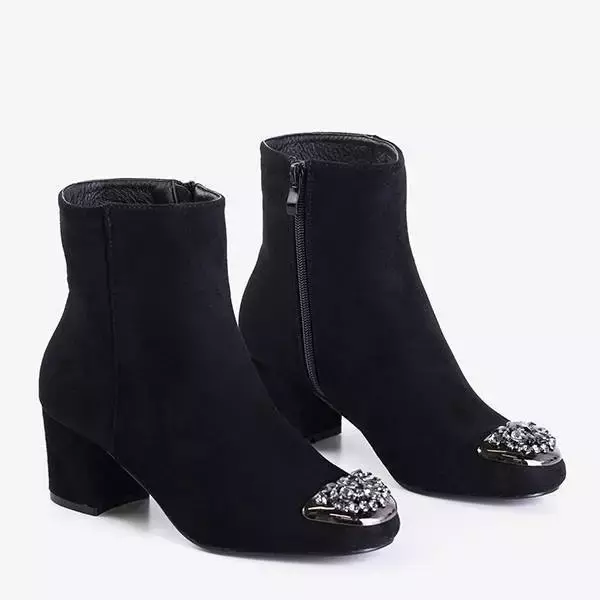 OUTLET Чорні чоботи з декоративним носком на невисокій стійкі Ronse - Взуття