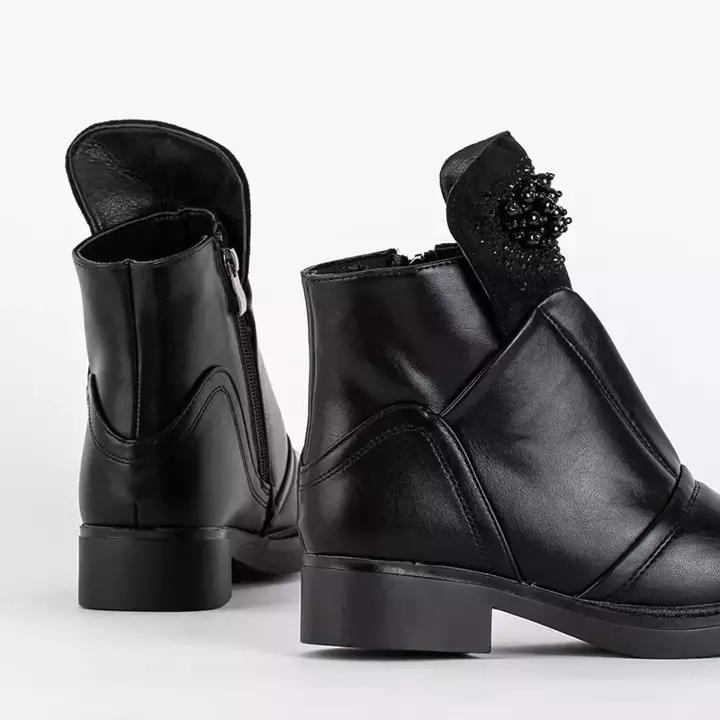 OUTLET Чорні дитячі чоботи з перлами Bemiso - Взуття