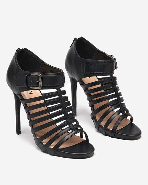 OUTLET Чорні жіночі босоніжки на ремінцях на шпильці Nedixy - Взуття