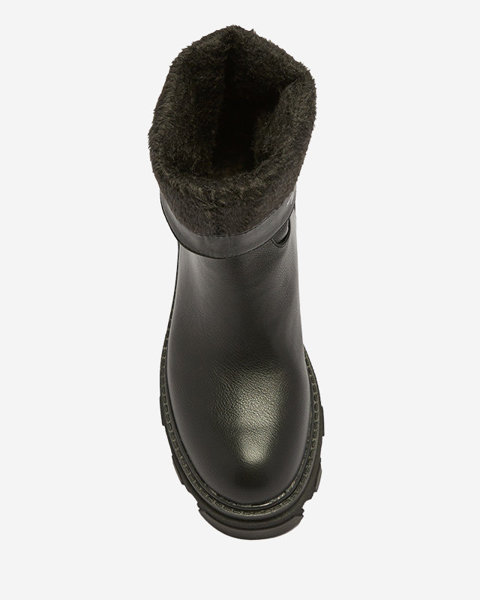 OUTLET Чорні жіночі черевики-сліпони з утеплювачем Mekira - Взуття