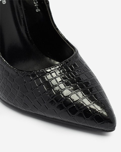 OUTLET Чорні жіночі туфлі-човники на шпильці з тисненням Kirima- Footwear