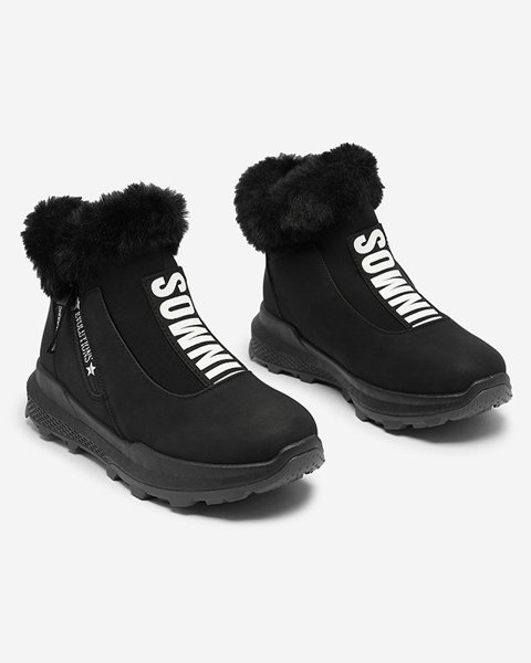 OUTLET Чорні жіночі утеплені черевики з хутром Scherr- Footwear