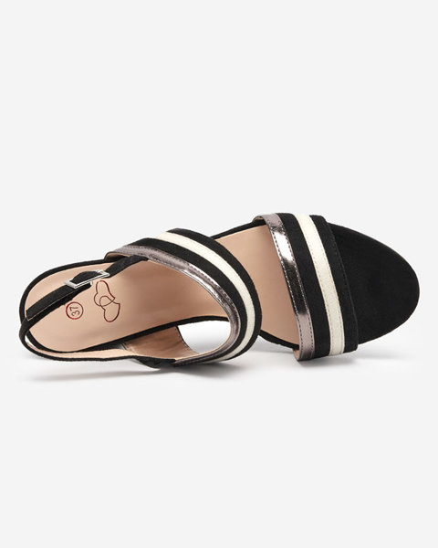 OUTLET Чорно-білі жіночі еко замшеві босоніжки Zebora - Взуття