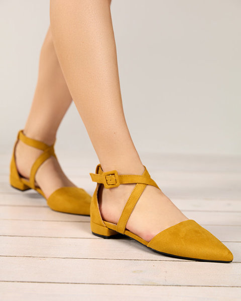 OUTLET Човники гірчичного кольору на плоскій підошві Qiumi - Взуття