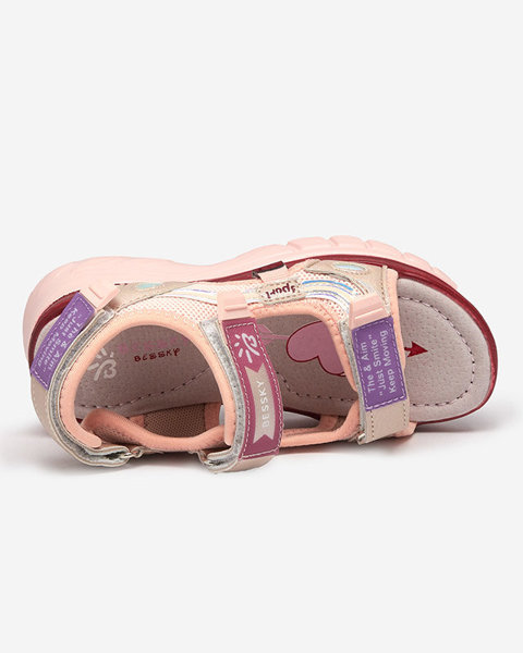 OUTLET Рожеві дитячі босоніжки з різнокольоровими вставками Meniko - Взуття